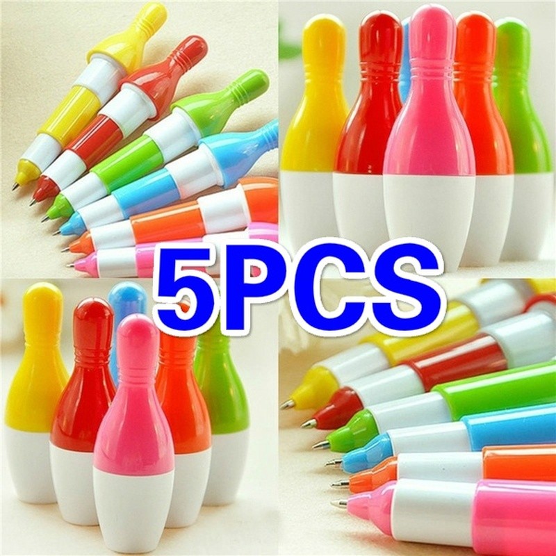 

5 Pcs Ballpoint Pen Creative Stationery Simulation Fun Bowling Pen Student Gifts Kawaii School Supplies