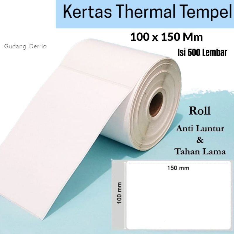 

DRIO KERTAS LABEL THERMAL STICKER TEMPEL 100x150 Mm isi 500 LEMBAR STICKER MARKETPLACE