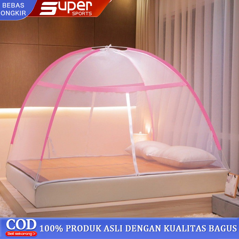 KELAMBU TENDA KELAMBU LIPAT 120x200 180x200cm 200x220 BAWAH BOLONG 4 SUDUT ADA KARET KELAMBU NYAMUK 
