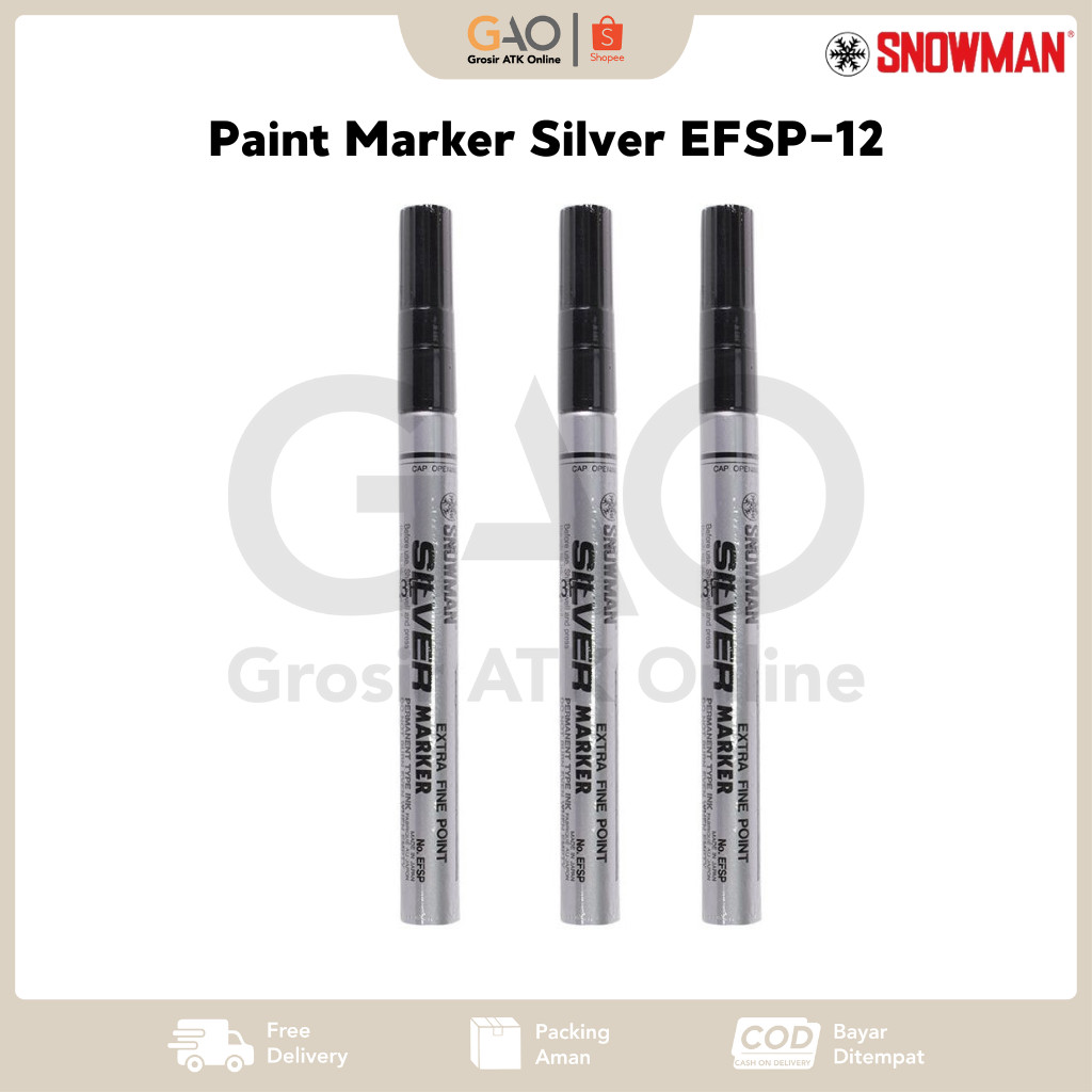 Paint Marker Silver Snowman EFSP-12 / Spidol Silver Kecil Snowman FSP-12