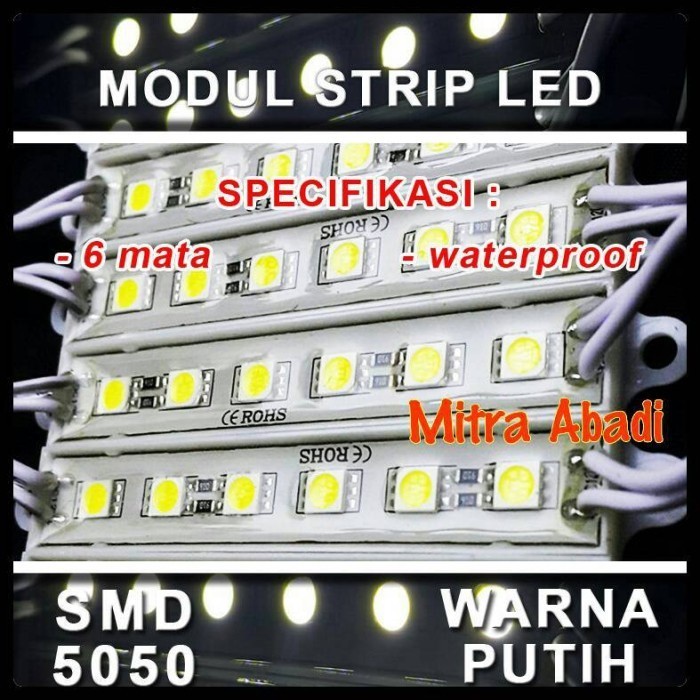 LED Modul 6 Mata Strip SMD 5050 White/Putih DC 12V