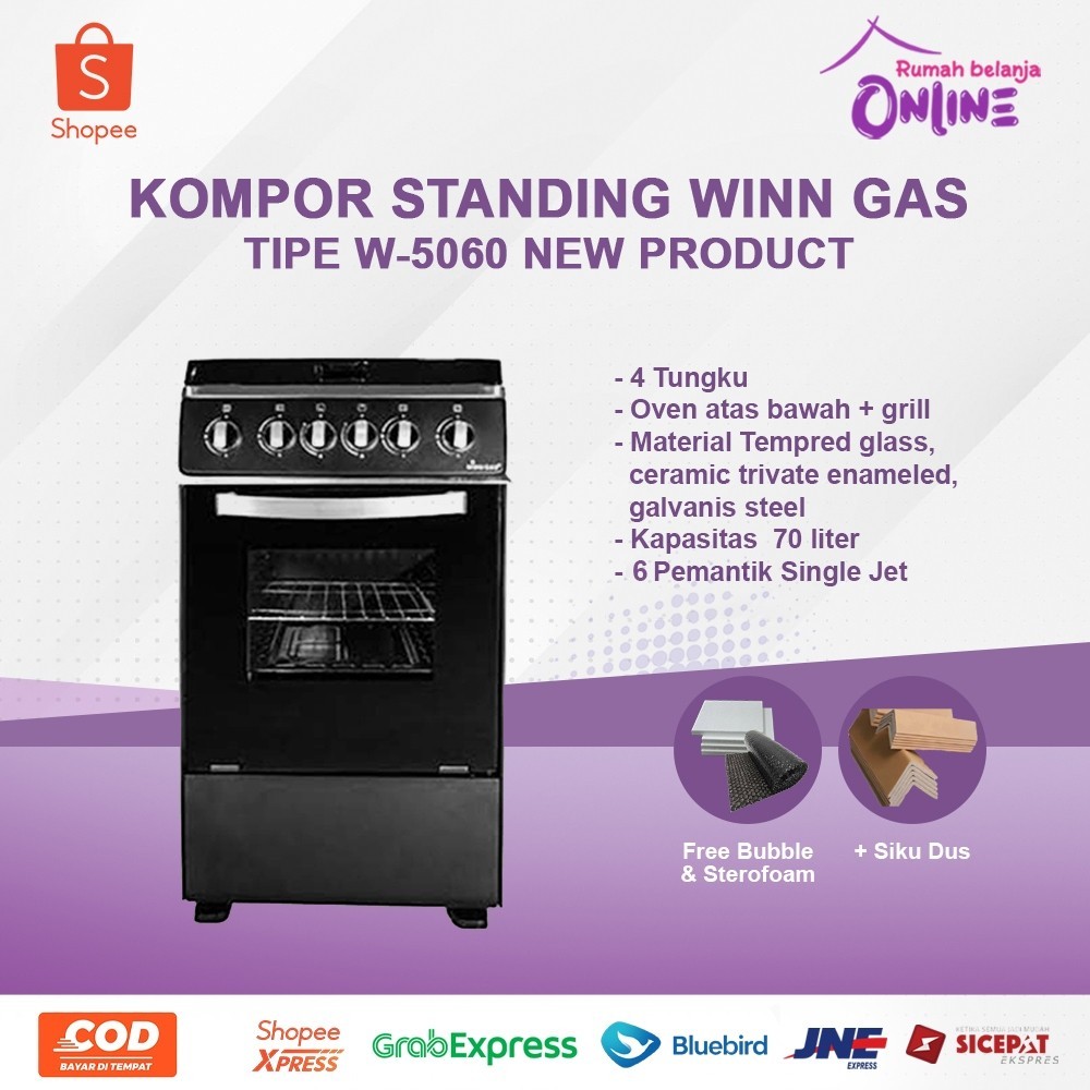 promo spesial Winn Gas Kompor + Oven W 5060  / Kompor Freestanding Win Gas W-5060