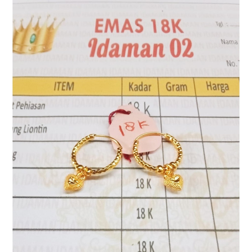 antingwarna emas asli 18k