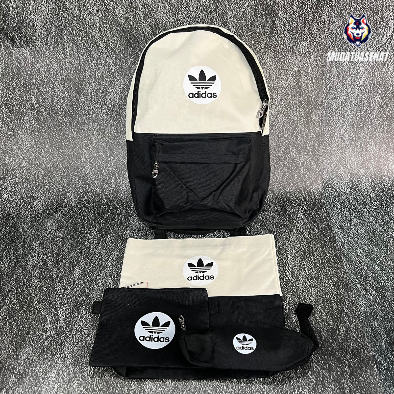 ADIDAS FULLSET COLORFUL BACKPACK FREE TOTEBAG POUCH KOTAK PENSIL / TAS RANSEL WARNA WARNI  /  BAGPAC