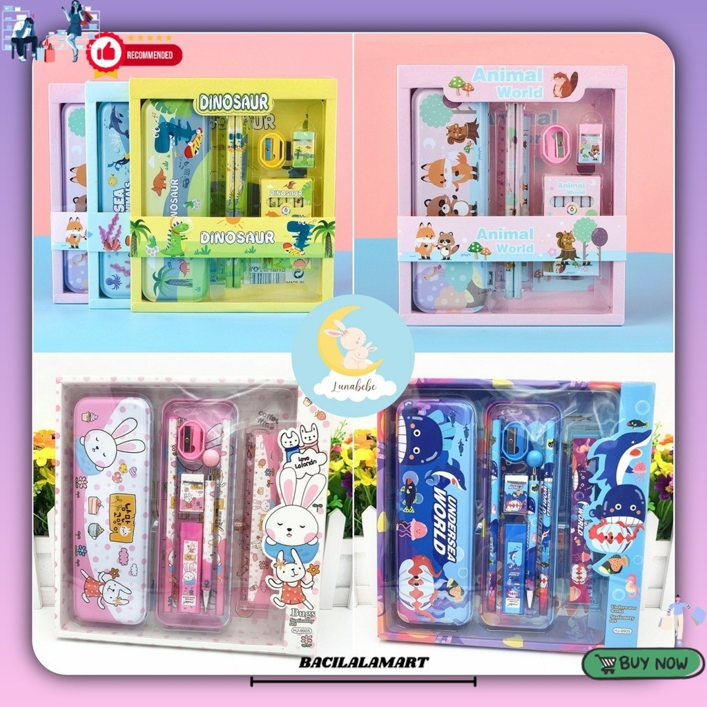 

Kotak Pensil Anak Set 7In1 Stationery Untuk Hadiah Anak Sekolah / Kotak Pensil Karakter Murah Stationery Set 8in1 / Alat Tulis Set Tepak Pensil BLM