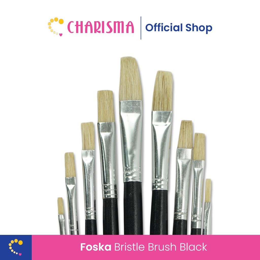 

Charisma Artist Bristle Brush Paint Flat Black - Foska Kuas Lukis Gambar - Cat minyak Kuas Lukis Cat Akrilik Nilon Acrylic Paint Nylon Round Flat Angle 1 Set