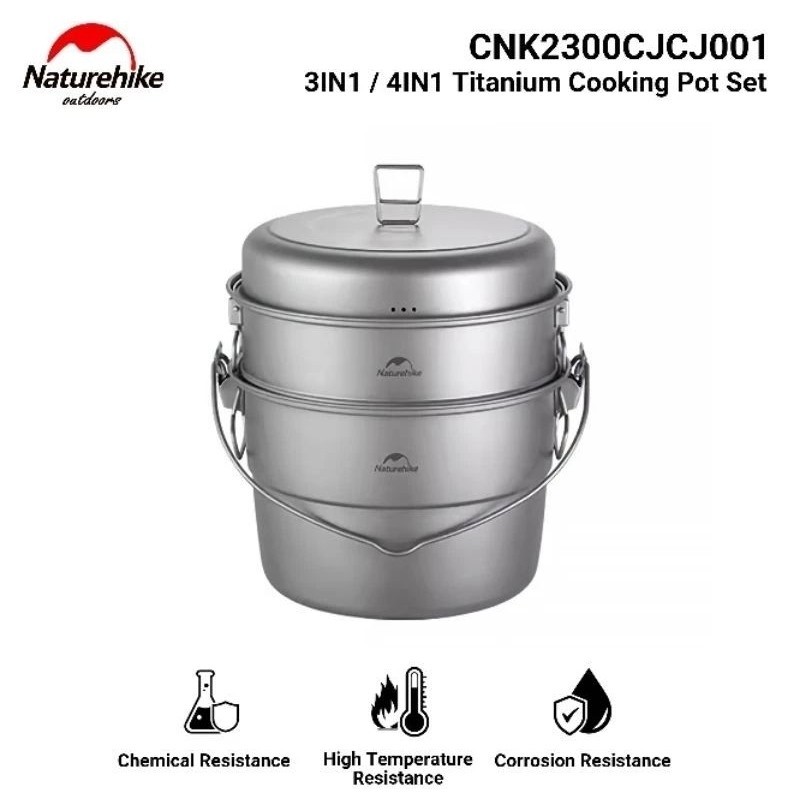 COOKING POT SET TITANIUM NATUREHIKE CNK2300CJCJ001 HANGING POT PANCI ALAT MASAK PORATBLE  CAMPING GL