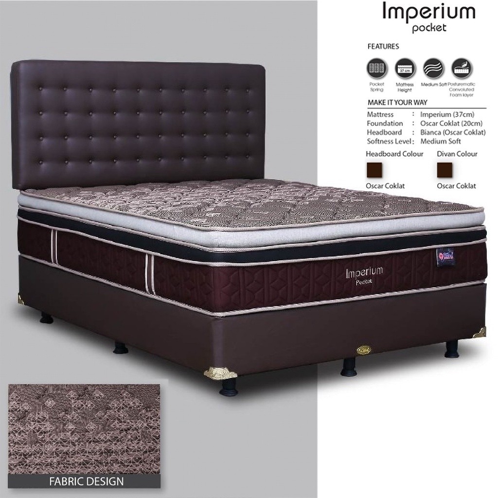 kasur Central Springbed Imperium Pocket Spring bed set Headboard Bianca
