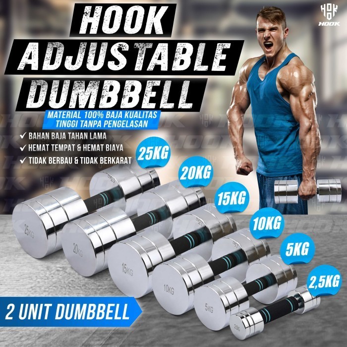 ✨LARIS✨ -Barbel Alat Fitnes Dumbbell Set Hook Home Gym Dumble Alat Gym Dumbbell - 25kg