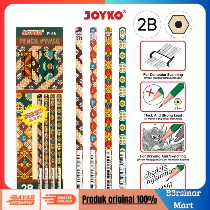 

[COD] DISKON Pencil / Pensil Joyko P98 / 2B / Batik / 1 BOX 12 PCS Berkualitas
