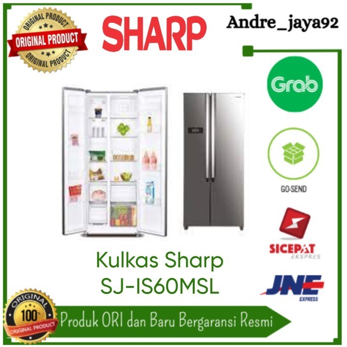 Kulkas 2 Pintu Side By Side Sharp SJ-IS60MSL