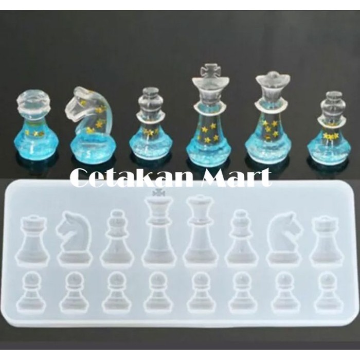 CM Cetakan Resin Epoxy Craft DIY Catur 3D Silikon