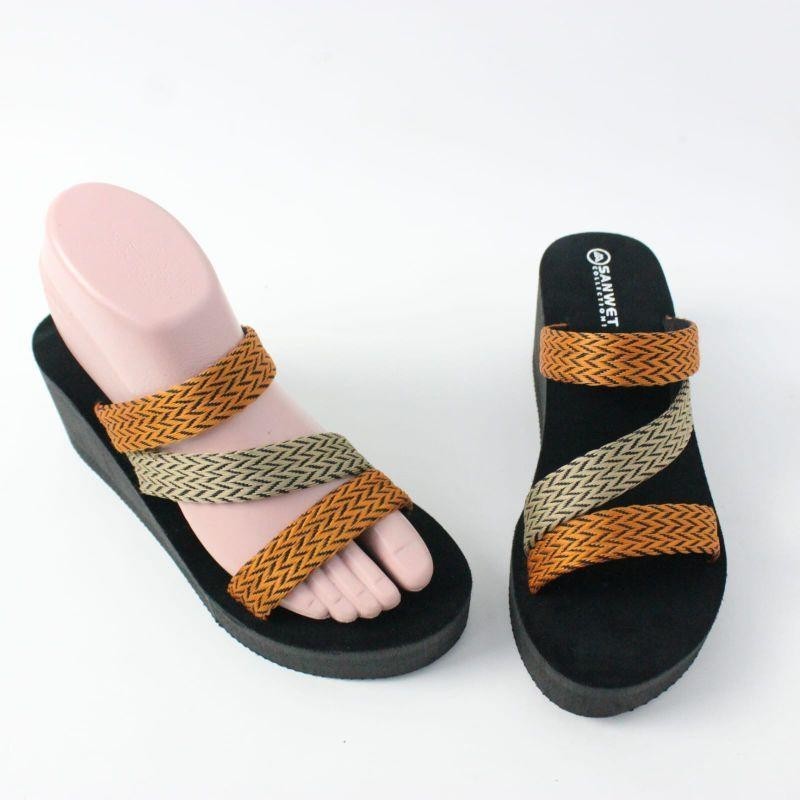 sandal Wedges Wanita Turki Rajut Ban 3 Slempang