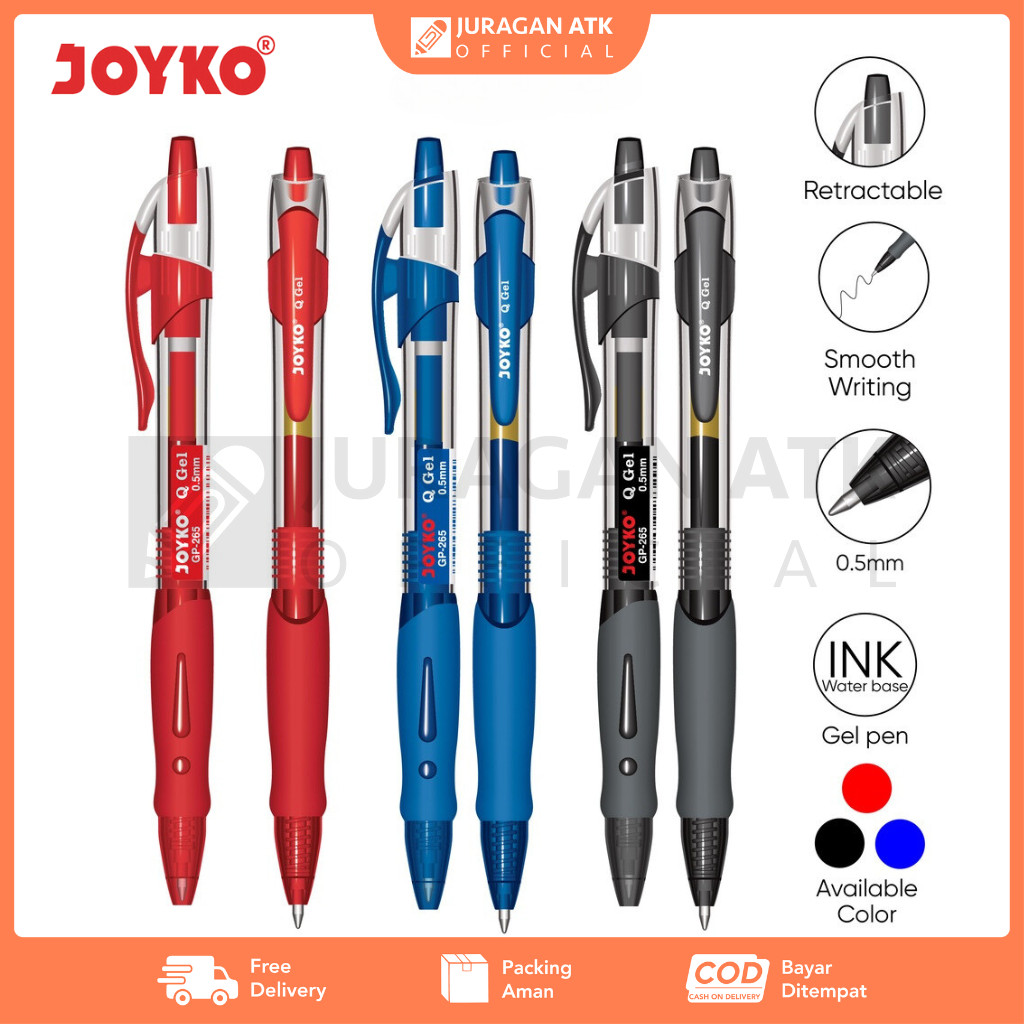 

Pulpen Gel Pen Joyko 0.5mm GP-265 ( 1 Pack Isi 12 PCS )