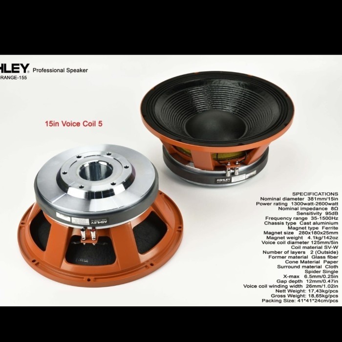 Speaker komponen ashley orange155 orange 155 15inch original