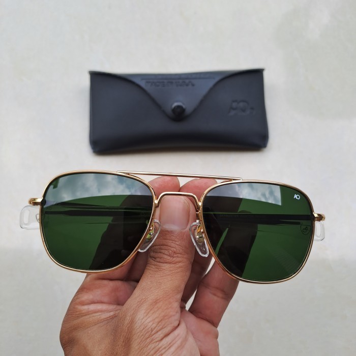 kacamata rayban pilot ao american optical  frame kuning kaca hijau