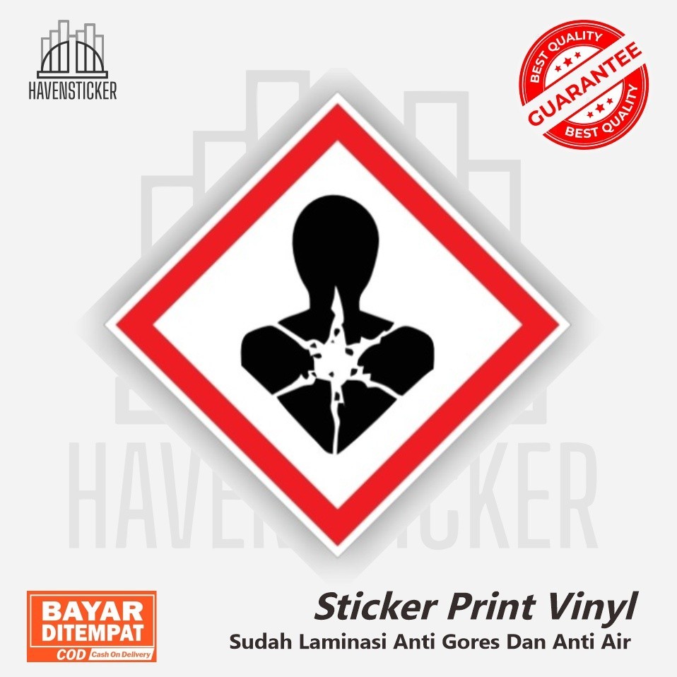 

STIKER VINYL PRINT SIMBOL LABEL K3 Bahan B3 HAZMAT Ghs Karsinogenik laminasi anti air