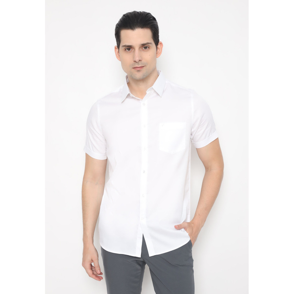 JOBB Allenby Kemeja Pria Lengan Pendek Slim Fit Putih