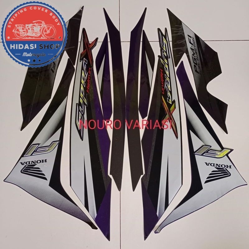 striping honda supra x 125 r helm in pgm fi 2012 violet silver list body standar berkualitas