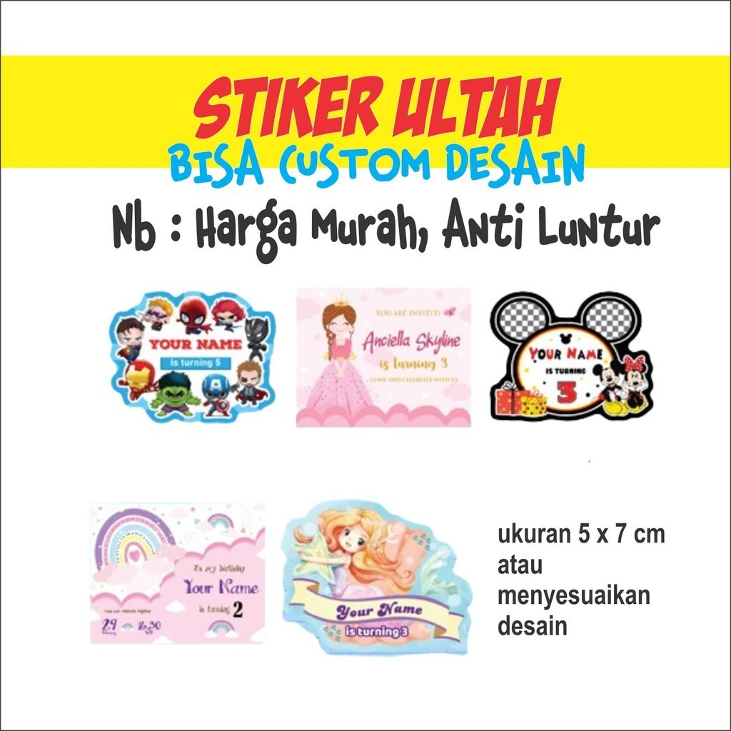 

(isi 24 pcs) Cetak Stiker Label Ulang Tahun Birthday Sticker Custom Part 2