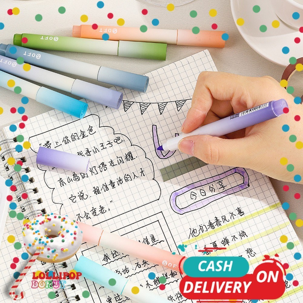 

L&D" Highlighter Pastel Penanda Teks Set 4IN1 Alat Tulis Sekolah / Spidol Pen Marker Warna Gradasi Painting Multifungsi / Textliner Stasionary Import A55