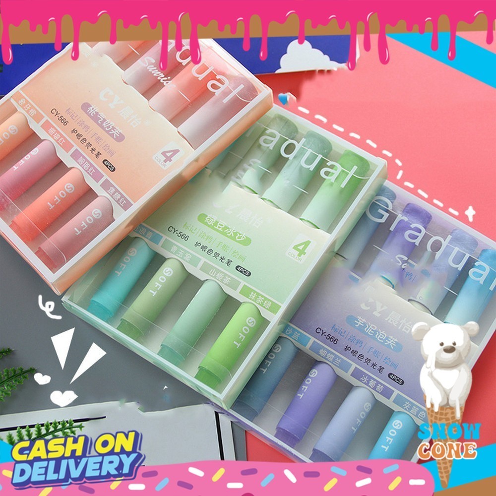 

Highlighter Pastel Penanda Teks Set 4IN1 Alat Tulis Sekolah / Spidol Pen Marker Warna Gradasi Painting Multifungsi / Textliner Stasionary Import A55