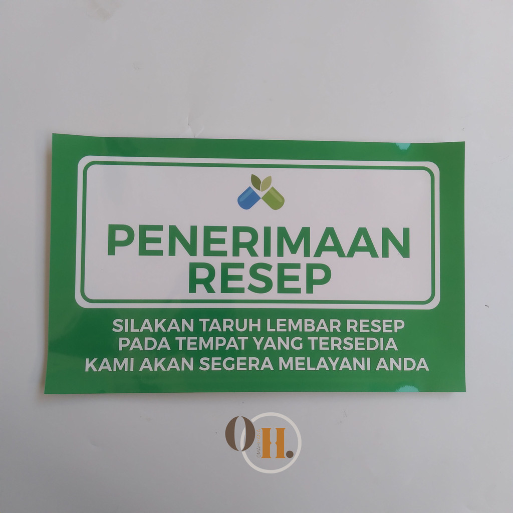 

Stiker penerimaan resep - Stiker nama ruang - Stiker vinyl - Laminasi glossy