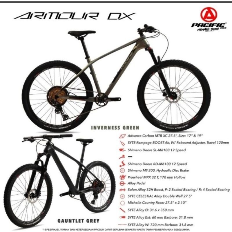 promo spesial Sepeda Gunung 27,5 inch Pacific Armour DX Carbon 12 Speed Shimano Deore