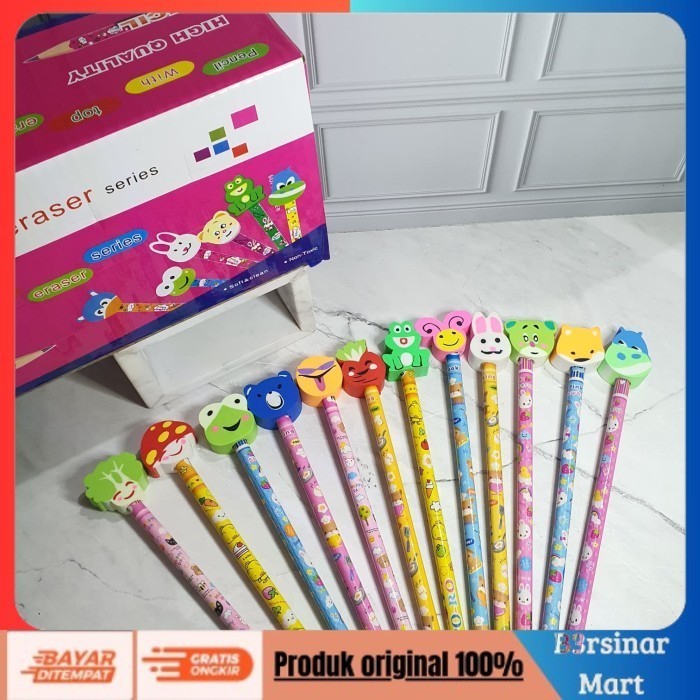 

[[KUALITAS TERBAIK]] pensil ada penghapus (1box=24set)/pensil stip/pensil lucu/pencil PENSIL SUPER COD