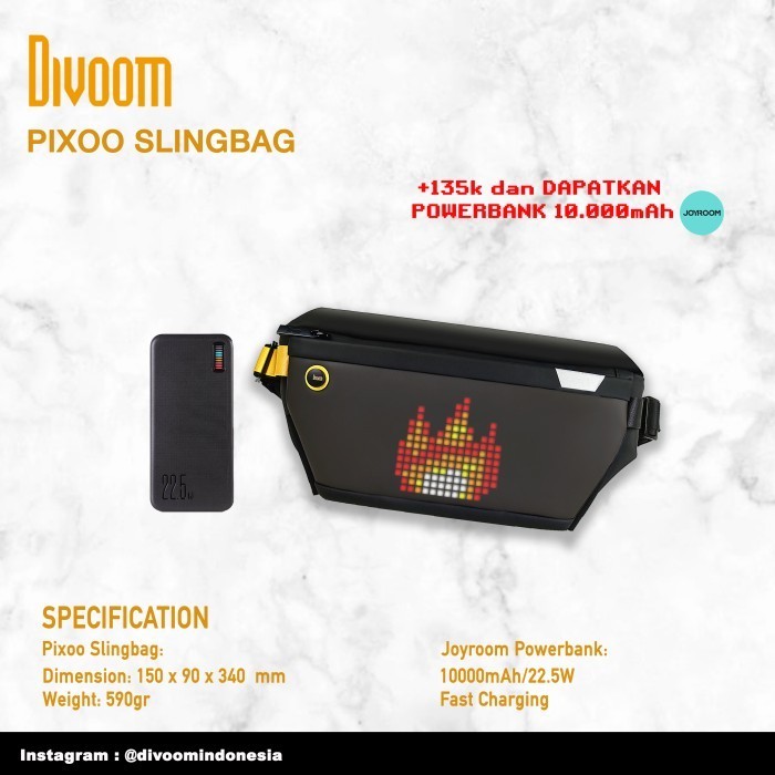 promo ✨ -Divoom Pixoo Slingbag - Slingbag GEN-3, Hitam