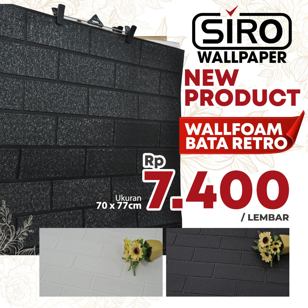 WALLPAPER FOAM BATA RETRO 3D WALLFOAM BATA RETRO 3D WALLPAPER DINDING SUDAH ADA LEM/PEREKAT