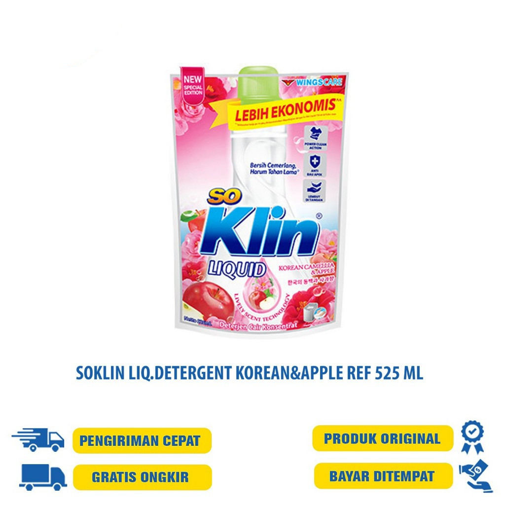 SOKLIN liquid detergent pakaian cair 525ml - lavender | korean apple | sakura