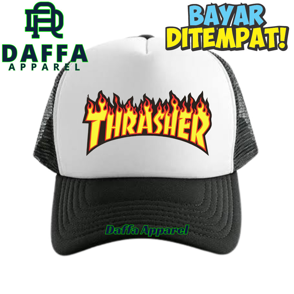 Daffa Apparel Topi Trucker THRASHER - Topi Distro THRASHER Logo - Topi TRASHER Premium - Topi Pria D