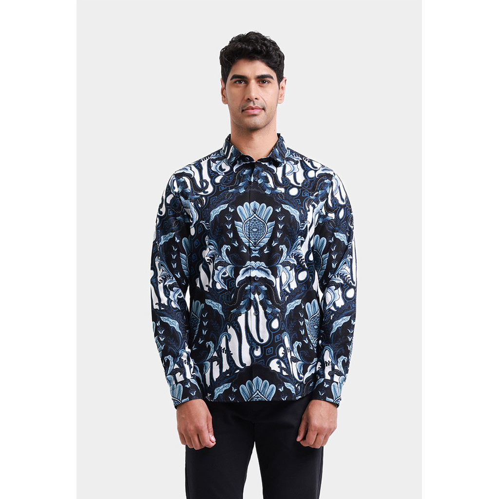 MOC Kemeja Batik Lengan Panjang Pria DHARMASRAYA - NAVY