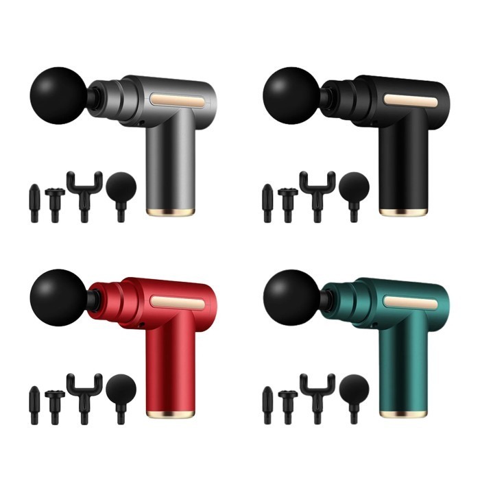 Massage Gun Mini Alat Pijat Massage Refleksi Getar Relaksasi Otot Rechargeable Terapi Elektrik Fascial Fascia Gun 4in1 4 in 1