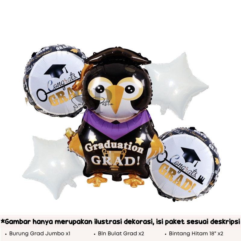 Set Balon Graduation Wisuda 5pcs / Dekorasi Perpisahan Sekolah / Happy Graduation