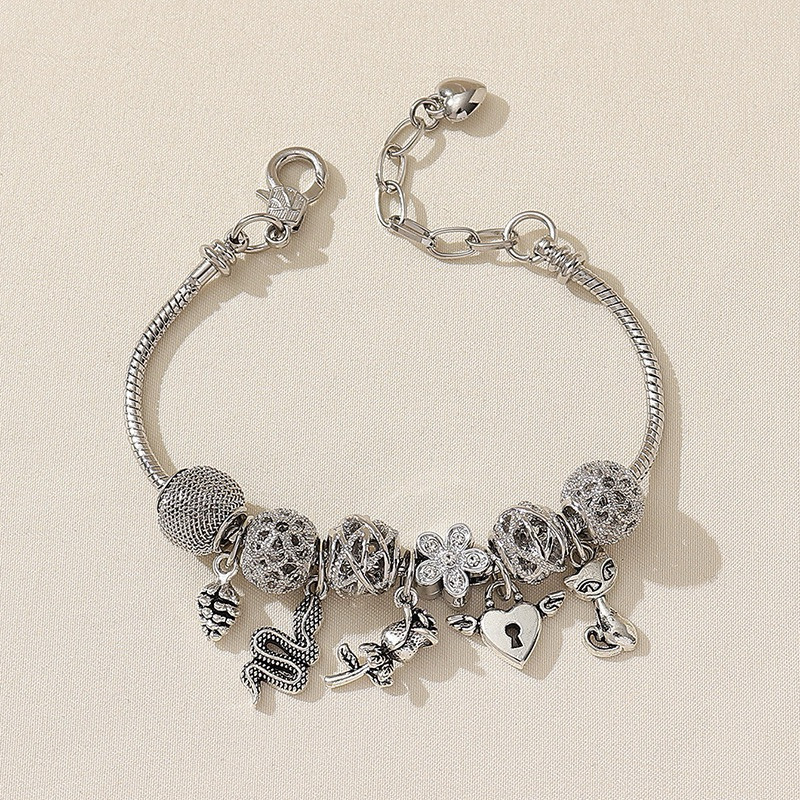 COD T164 Gelang charms bracelet gamora Gelang tembaga keluarga Pan imitasi berlian mawar kerucut pin