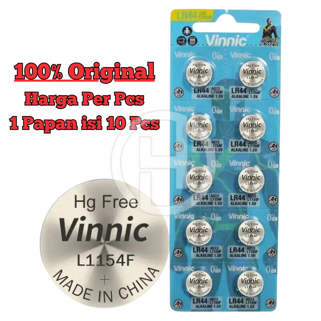 Grosir & Eceran - Baterai LR44 Vinnic Original Batre LR44 AG13 baterai L1154F Original