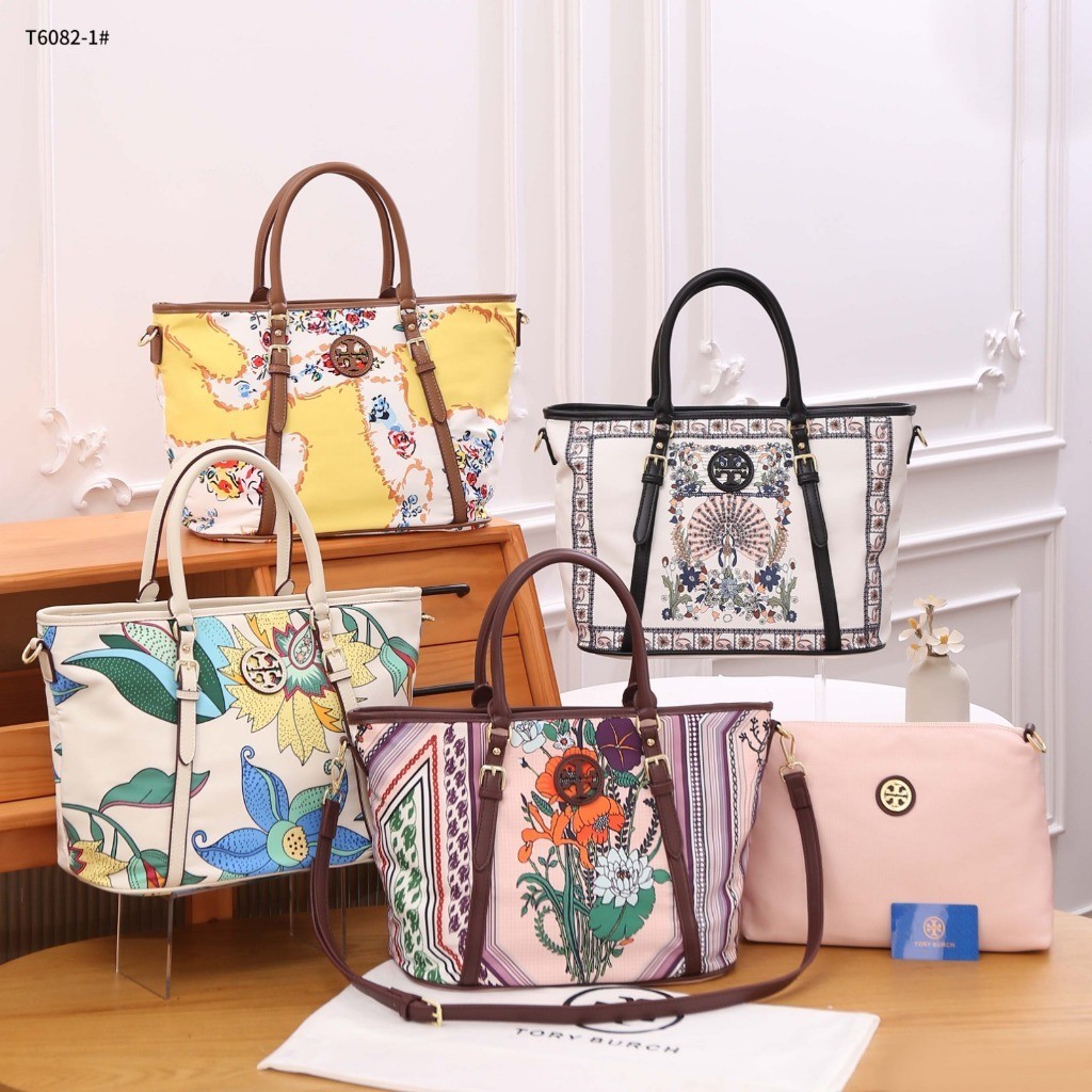 Tas Wanita #T6082-1 Nylon Printed Tote Bag Branded Import