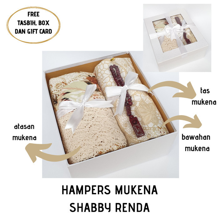 

(NEW) -HAMPERS MUKENA SHABBY RENDA BOX COKLAT FREE TASBIH DAN GIFT CARD - box coklat