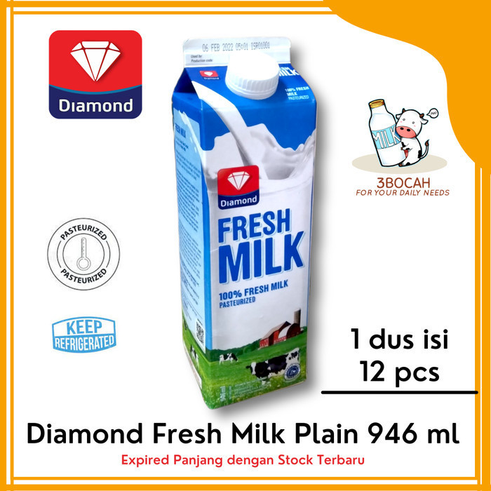 

Diamond Fresh Milk 1 liter per karton (12 pcs). expired 1 bulan