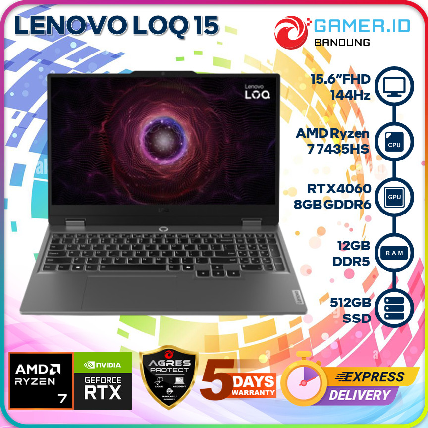 LENOVO LOQ 15 RYZEN 7 7435HS RTX4060 12GB 512GB 15.6" FHD IPS 144HZ