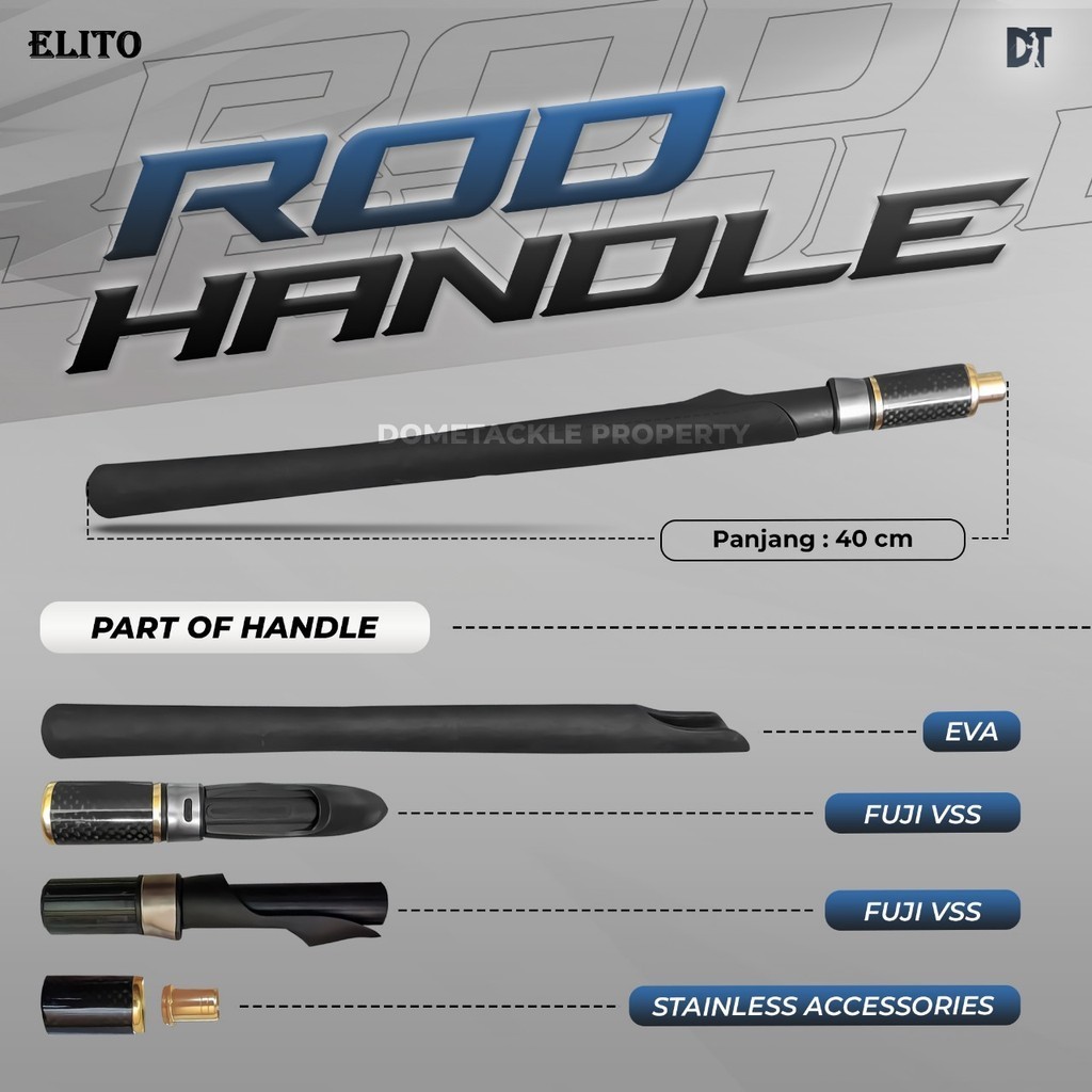 Handle Rod 40 cm Reel Seat Fuji Busa Eva Handel VSS Stainless Gagang Set Joran Pancing | Busa Spon E