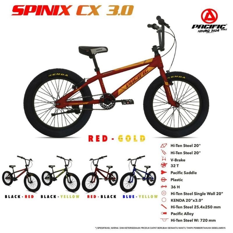 SEPEDA BMX 20 INCH PACIFIC SPINIX CX 3.0 BAN JUMBO ROTOR SEPEDA ANAK COWO MURAH ASLI SURABAYA