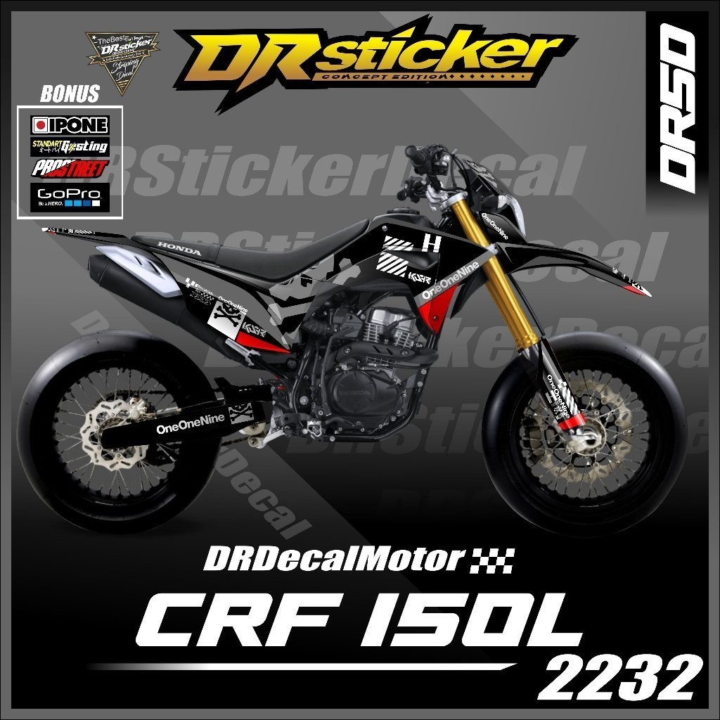 DECAL CRF 150 SIMPEL / DECAL CRF MERAH PUTIH / STICKER CRF ONENINENINE