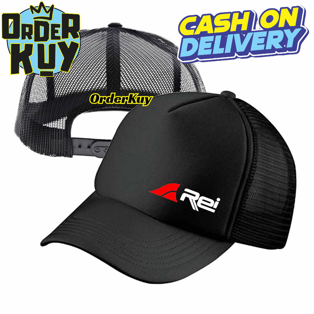 OrderKuy Topi Trucker REi - Topi Distro REi Logo - Topi REi Premium - Topi Pria Dewasa - Topi Pria O