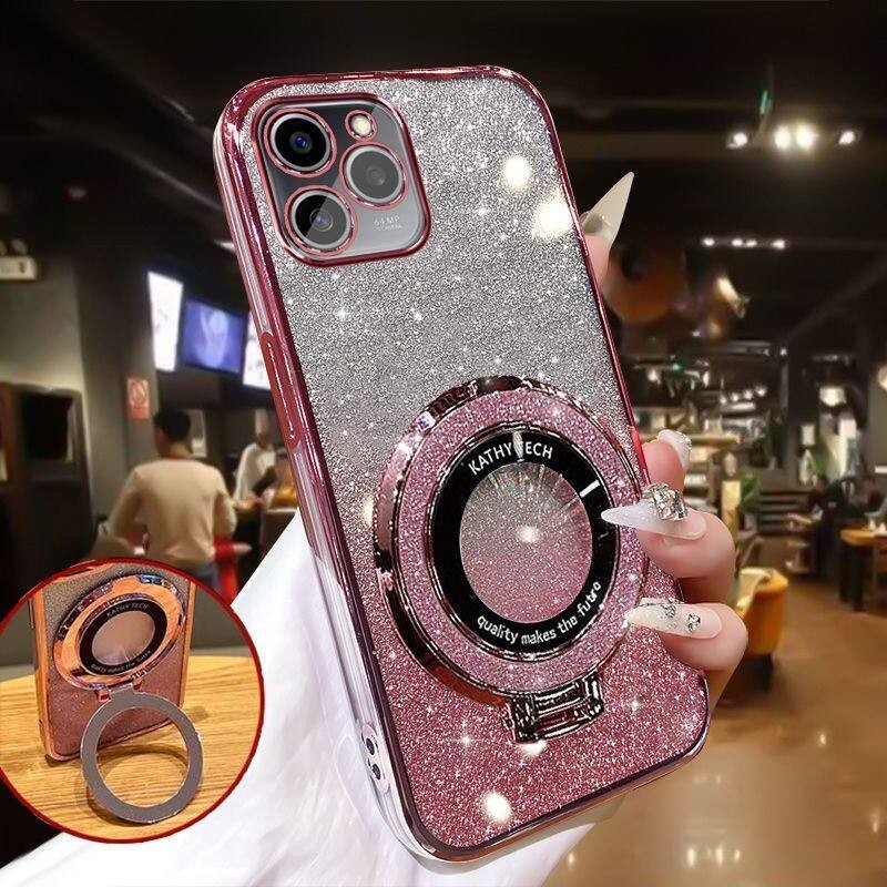 Tecno Pova 6 Pro Pova 7 Camon 50 Pro Casing Back Cover dengan Stand Holder Luxury Shiny Gradient Pla