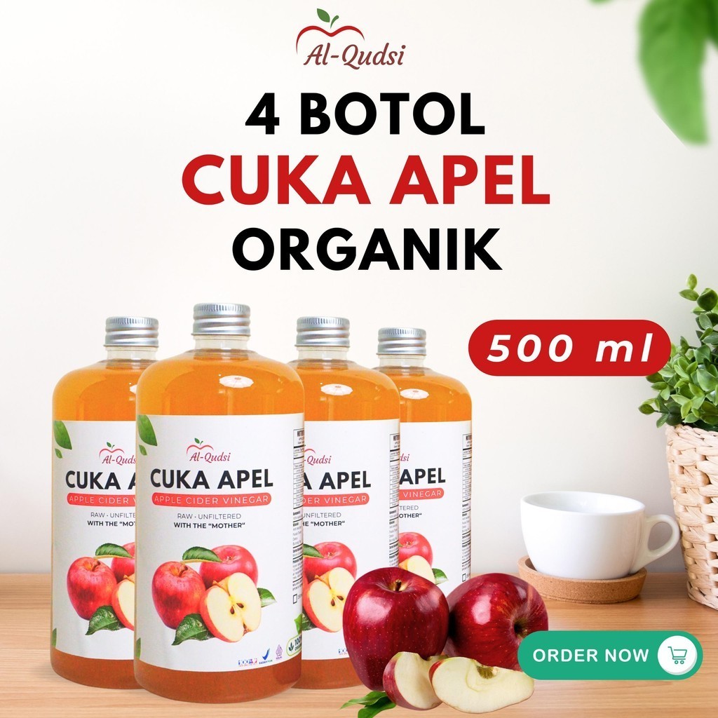 

Promo 4 Botol Cuka Apel Al Qudsi Cider Vinegar With Mother