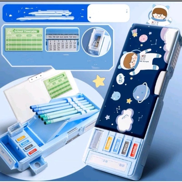 

Thosti Multifunction Pencil Case 2 Layers / Tempat Pensil Anak Sekolah - Double space