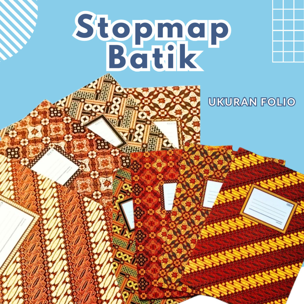 (5 Pcs) Stop Map Batik / Map Kertas Tebal Batik Folio / Map Batik Dokumen Folio